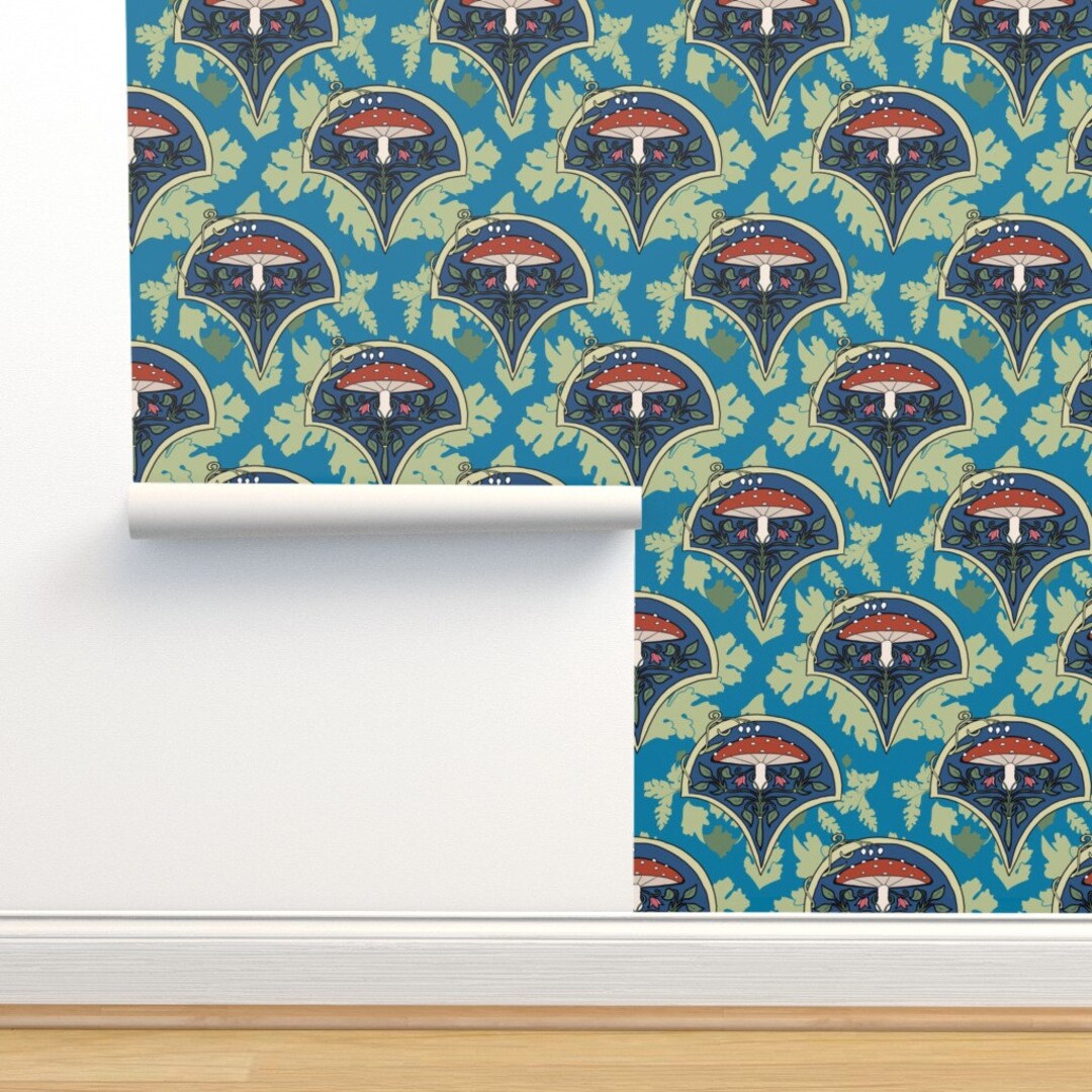 Toadstool Wallpaper Nouveau Toadstool by Thingshannahmakes - Etsy