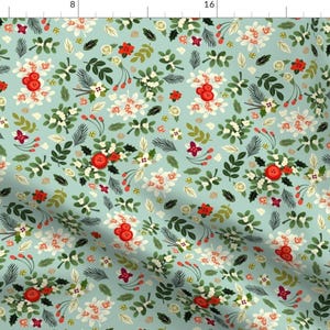 Holiday Floral Fabric - Vintage Ditsy Mistletoe by ginamayes - Christmas Mistletoe Ditsy Floral Fabric by the Yard by Spoonflower