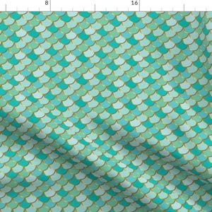 Mermaid Fabric - Sea Green Mermaid Tail By Katebillingsley - Mermaid Fish Dragon Scale Costume Cotton Fabric By The Yard With Spoonflower