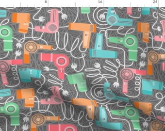 Hair Dryer Fabric - 80s Hair Dryers By Cjldesigns - 1980s Beauty Salon Hair Stylist Colorful Cotton Fabric By The Yard With Spoonflower