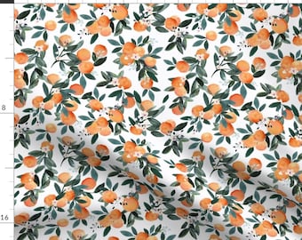 Oranges Fabric - Dear Clementine By Crystal Walen - White Orange Green Citrus Florida Summer Cute Cotton Fabric By The Yard With Spoonflower
