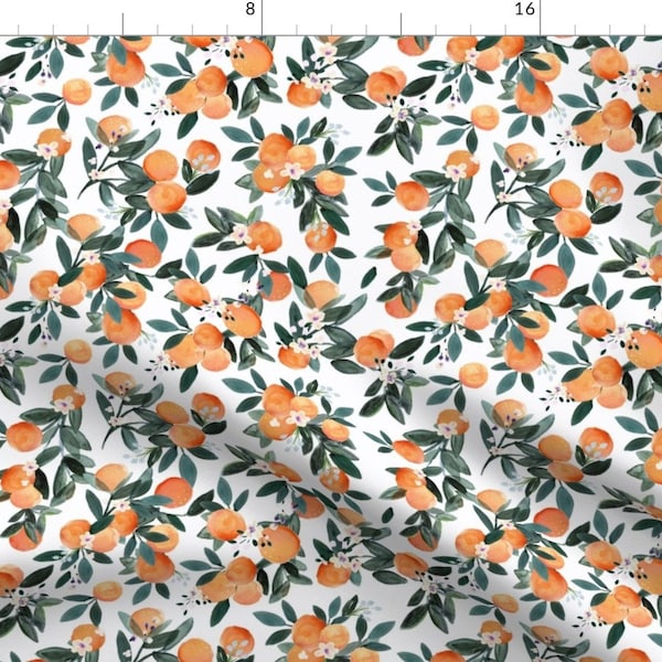 Oranges Fabric - Dear Clementine By Crystal Walen - White Orange Green Citrus Florida Summer Cute Cotton Fabric By The Yard With Spoonflower