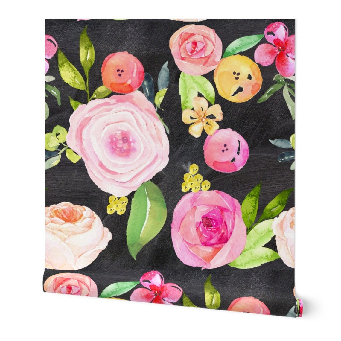 Chalkboard Floral Wallpaper Large Print Floral By | Etsy
