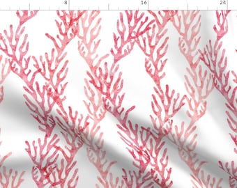Pink Coral Fabric - Coral - Beach Fabric By Littlearrowdesign - Coral Beach Baby Girl Nursery Cotton Fabric By The Yard With Spoonflower