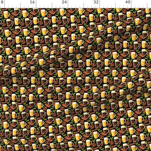 Funny Fabric - Octoberfest Beer, Brats, Hops And Pretzels By Khaus Germany Beerfest Food Sausage -Cotton Fabric By The Yard With Spoonflower image 2