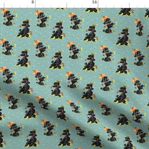 Poodle Fabric - Prissy Poodles Green By Fenderskirt - Vintage Poodle Dog Retro Spring Decor Cotton Fabric By The Yard With Spoonflower