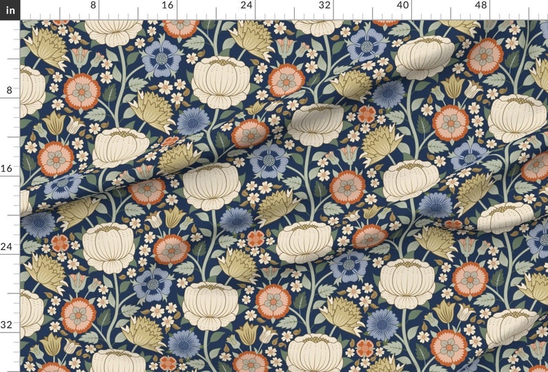 Arts and Crafts Upholstery Fabric Victorian Floral by Etsy