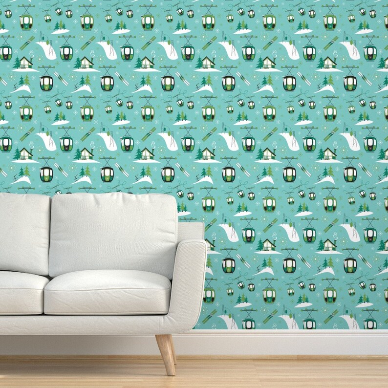 Ski Wallpaper Vintage Ski Gondolas by Brendazapotosky Ski - Etsy