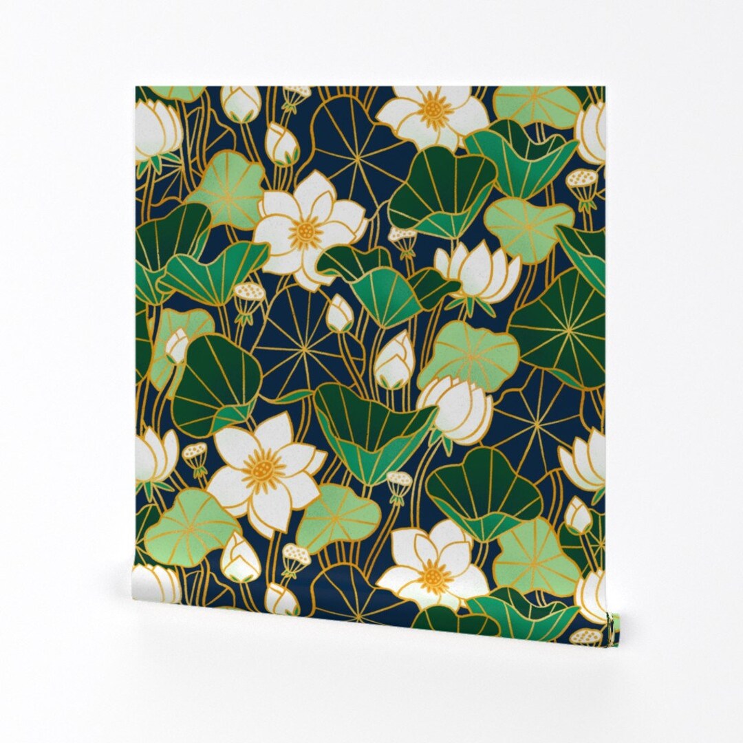 Floral Wallpaper Lily Pond by Stolenpencil Bohemian Floral Lilies