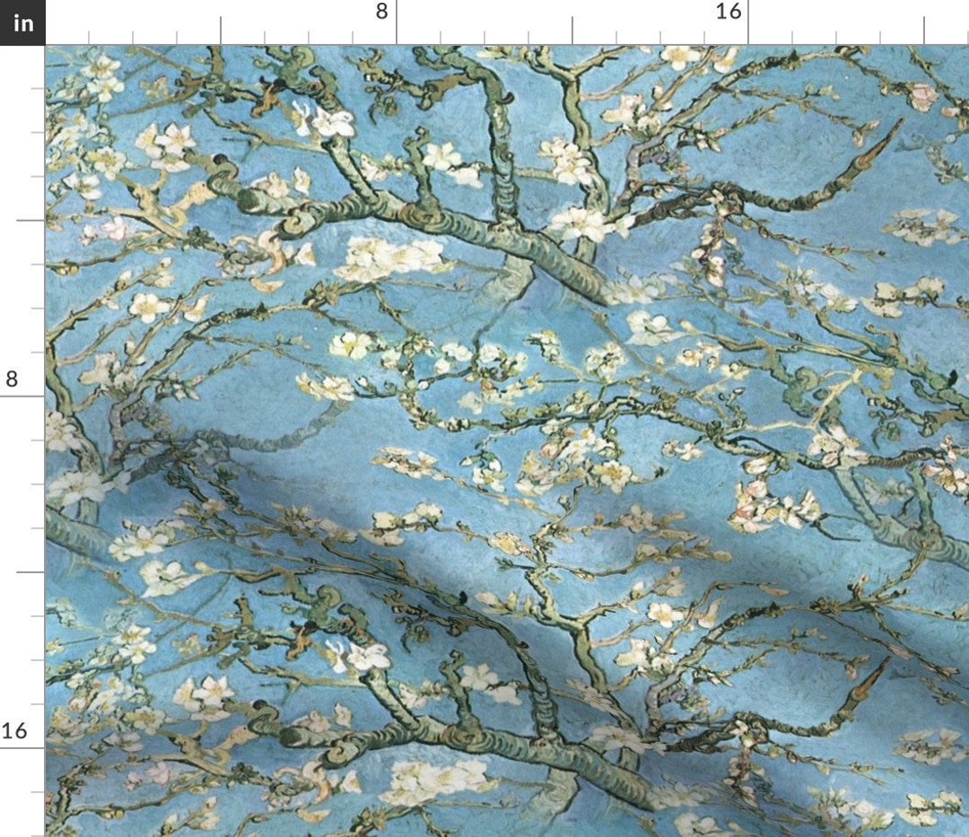 Vintage Botanical Fabric Branches of an Almond Tree in Blossom by ...