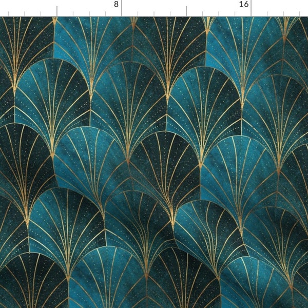 1920s Fans Fabric - Art Deco by thewellingtonboot - Art Deco Glam Ombre Blue Geometric Vintage Retro 20s Fabric by the Yard by Spoonflower