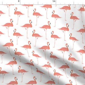 Pink Summertime Flamingo Fabric - Pink Flamingos Tropical By Revista - Flamingo Tropics Cotton Fabric By The Yard With Spoonflower