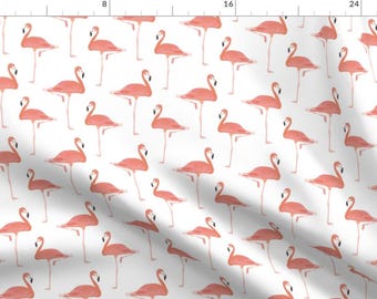 Pink Summertime Flamingo Fabric - Pink Flamingos Tropical By Revista - Flamingo Tropics Cotton Fabric By The Yard With Spoonflower