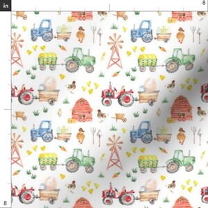 Spring Fabric - Spring On The Farm By Hipkiddesigns - Farmers Nursery Tractor Hay Animals Cows Cotton Fabric By The Yard With Spoonflower image 3