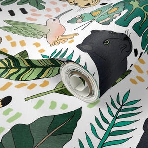 Rain Forest Wallpaper - Emerald Rain Forest Animals By Tangerine-Tane - Custom Printed Removable Self Adhesive Wallpaper Roll by Spoonflower image 2
