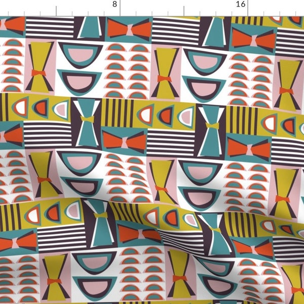 Atomic 50s Fabric - 60s Lounge by ameemax - Mid Century Modern Stripes And Shapes 60s Lounge Retro Atomic Fabric by the Yard by Spoonflower