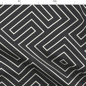 Black and White Fabric - Tribal Maze Cream On Ink By Danika Herrick - Graphic Geometric Modern Cotton Fabric By The Yard With Spoonflower