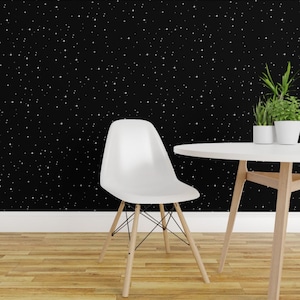 Carta da parati con stelle - Solo stelle di Pond Ripple - Carta da parati autoadesiva rimovibile in bianco e nero con cielo notturno solare e galassia di Spoonflower