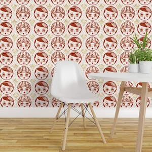 Red Dolls Wallpaper - Art Deco Flappers By Morecandyshop - Red Pattern Custom Printed Removable Self Adhesive Wallpaper Roll by Spoonflower