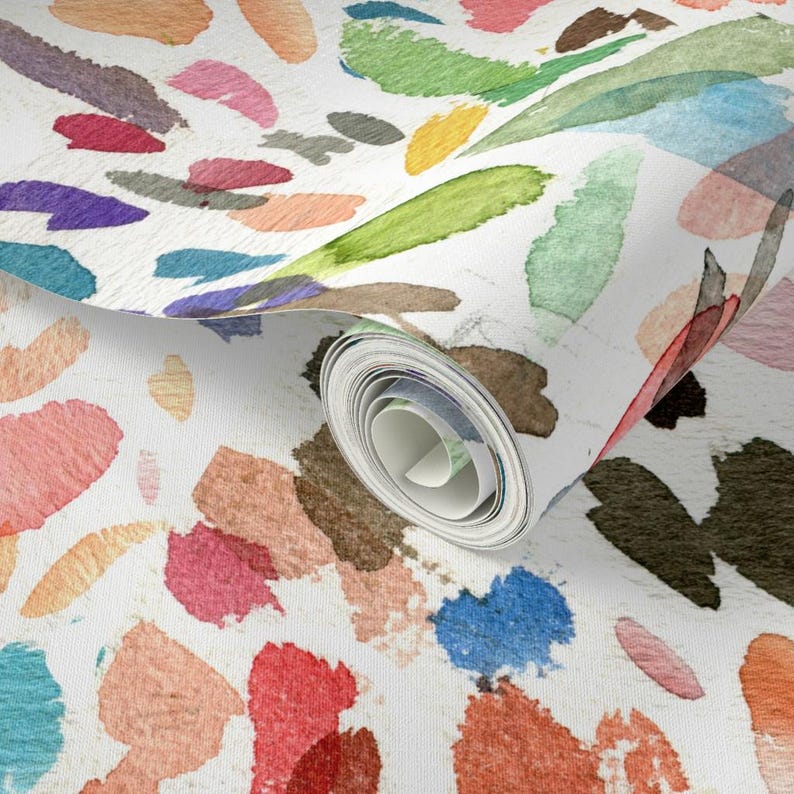 Watercolor Stokes Wallpaper - Test Strokes Large By Elizabeth Baddeley- Custom Printed Removable Self Adhesive Wallpaper Roll by Spoonflower image 3