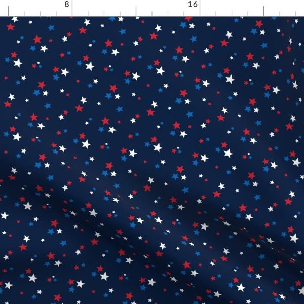 Red White Blue Stars Fabric - Stars for Independence Day By Misstiina - USA America Patriotic Cotton Fabric By The Yard With Spoonflower