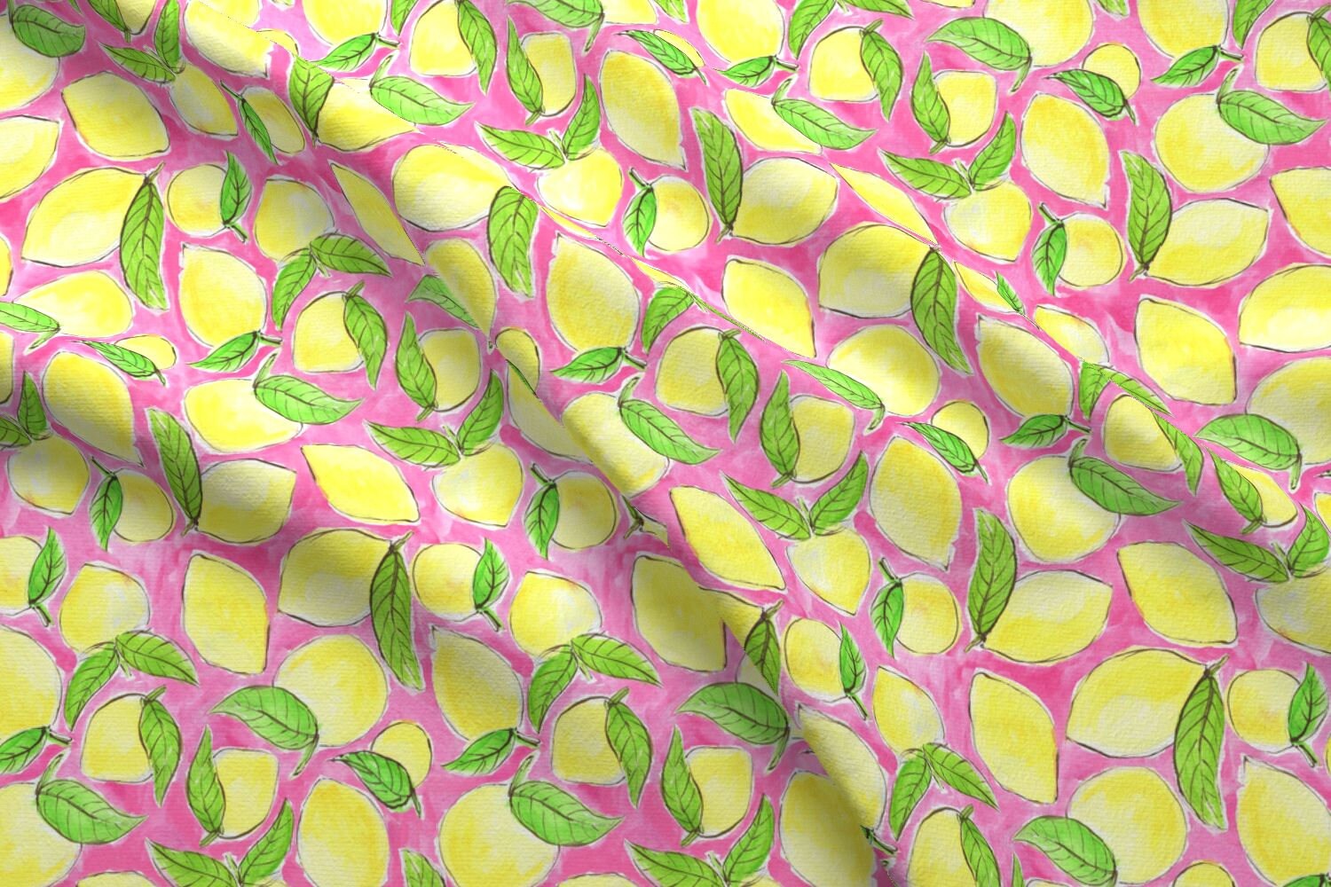Summer Lemons Fabric Pink Lemonade By Kikipetiford Etsy