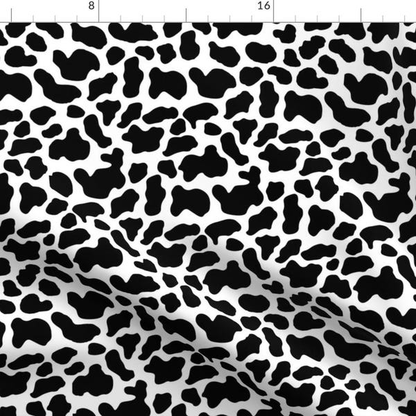 Cow Fabric - Cow Print By Parisbebe - Trending Black White Rustic Farm Animal Print Blobs Cotton Fabric By The Yard With Spoonflower