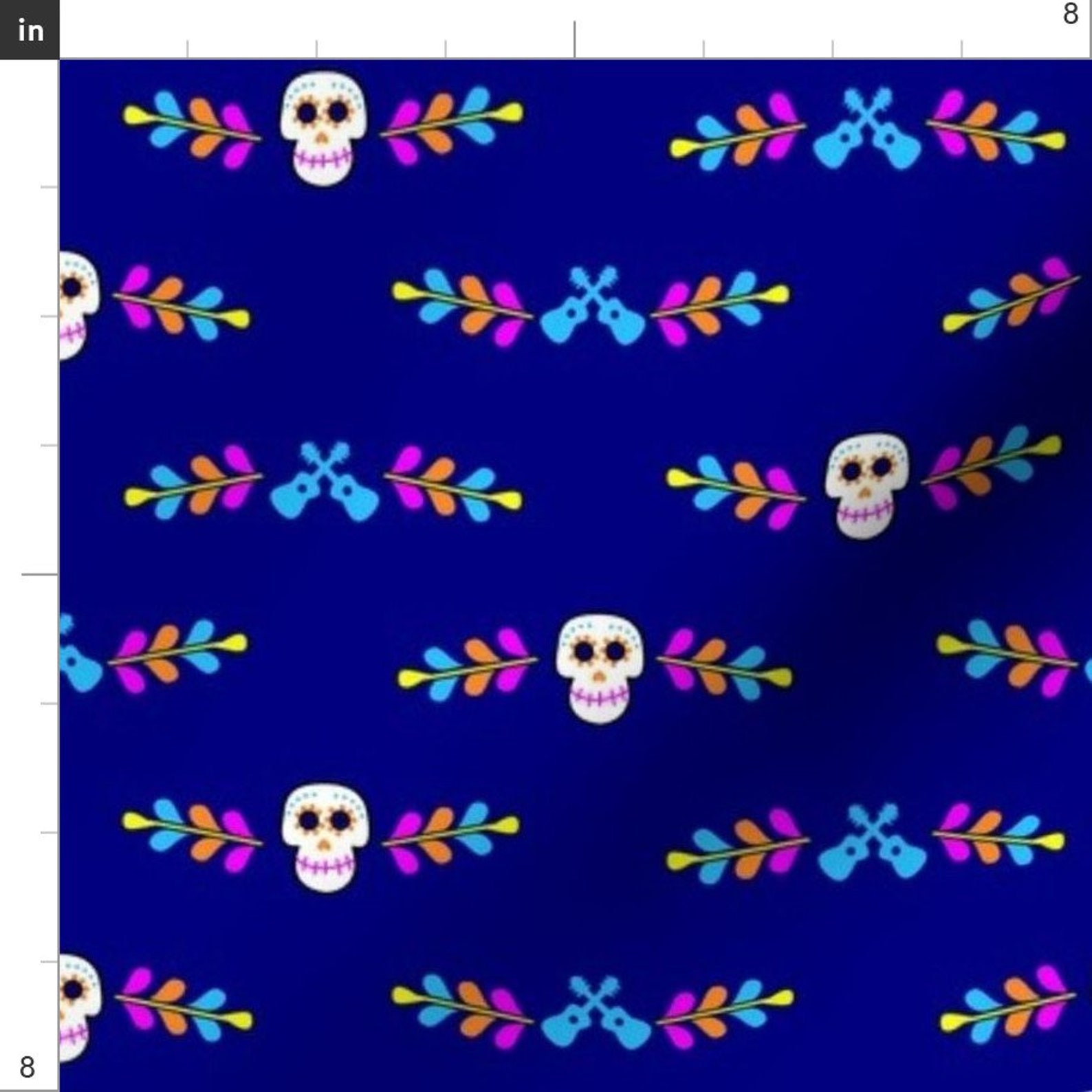 Sugar Skulls Fabric Sugar Skulls Border 002 by Lowa84 - Etsy