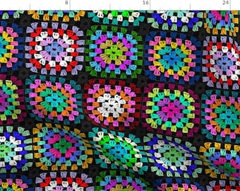 Squares Fabric - Granny Squares by laura_may_designs - Crochet 70s Retro Bright Vintage Style Bold Boho  Fabric by the Yard by Spoonflower