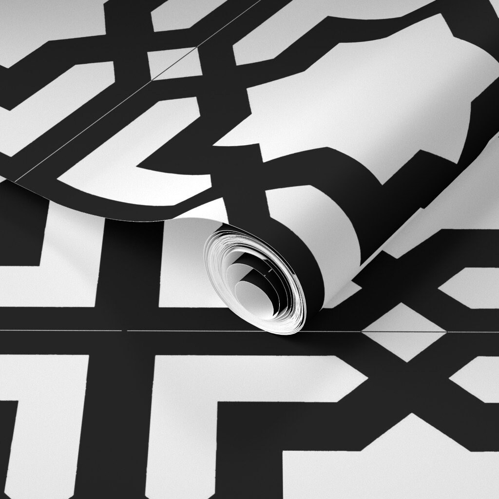 Moroccan Wallpaper Casablanca White Black by Miss Blümchen Etsy