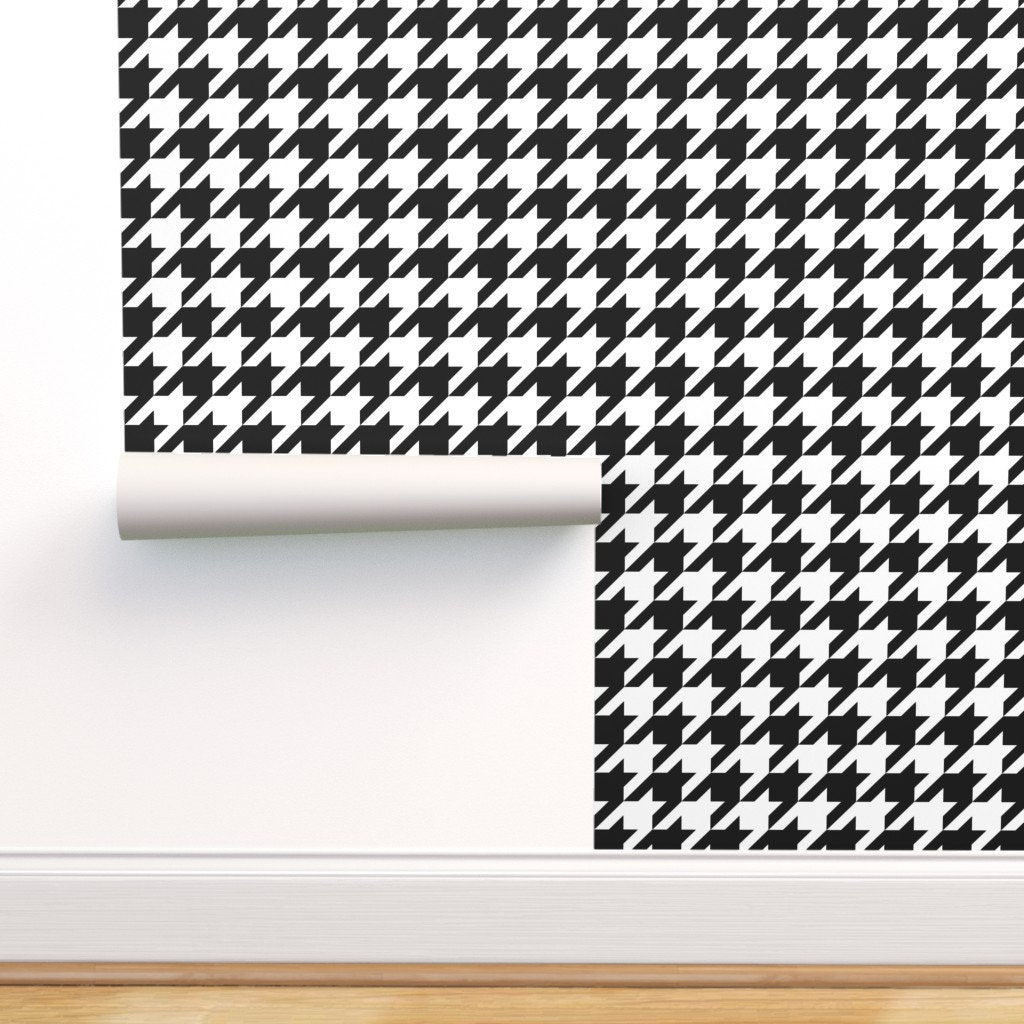 Houndstooth Wallpaper Black White Houndstooth By Etsy