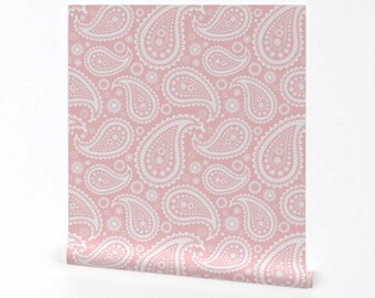 Paisley Wallpaper - Go-Go Paisley Pink By Flyingfish - Pink Paisley Custom Printed Removable Self Adhesive Wallpaper Roll by Spoonflower