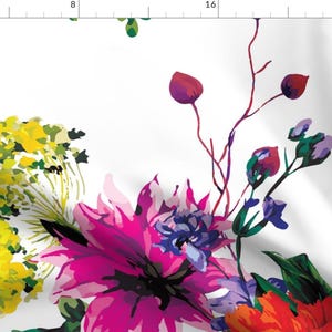 Bouquet Fabric - Floral Fantasy by bownut - Flower Floral Large Rose Peony Hydrangea Red Blue Pink Giant Fabric by the Yard by Spoonflower