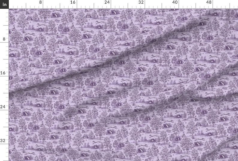 Purple Toile De Jouy Fabric - Purple Reverse Greyhound Toile By Jane Walker By Artbyjanewalker - Cotton Fabric By The Yard With Spoonflower bild 2