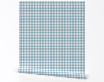 Blue Wallpaper - 12 Gingham Check by gingerlous -  Plaid Gingham Check Gingham Fabric Removable Peel and Stick Wallpaper by Spoonflower