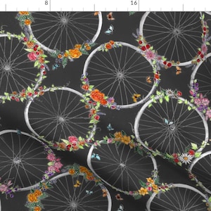 Petal Spokes Fabric - Petalsspokes By Blairfully Made - Cycling Floral Bicycle Wheel Pedal Spokes Cotton Fabric By The Yard With Spoonflower