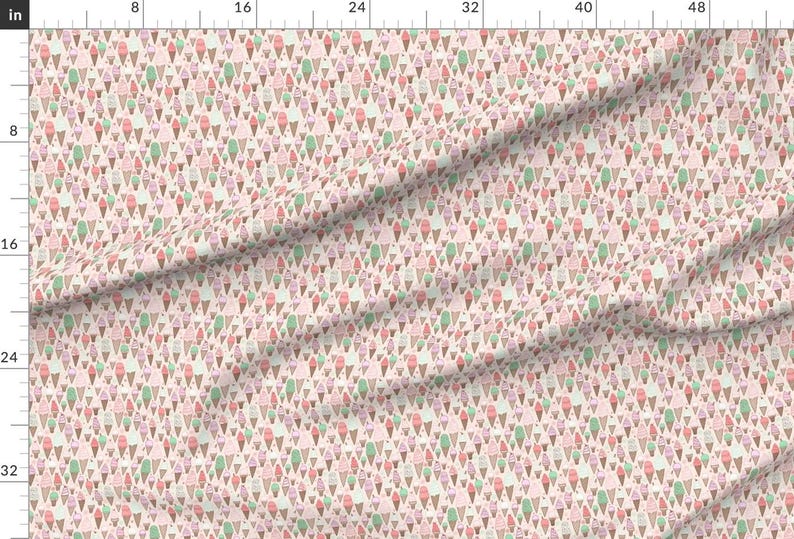 Ice Cream Fabric - Ice Cream On Cream Smaller Scale By Kristinnohe - Ice Cream Sweet Pastel Pink Cotton Fabric By The Yard With Spoonflower Bild 2