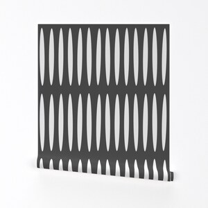 Ellipse Charcoal Wallpaper - Ellipse Black By Wren Leyland - Geometric Custom Printed Removable Self Adhesive Wallpaper Roll by Spoonflower