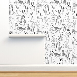 Dog Print Wallpaper Black and White Dogs by Carolinedoodles Black and ...