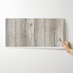 Papel pintado autoadhesivo con diseño de tablones de madera - Estilo costero neutro - Decoración de pared removible - Tablones de madera blanqueada de willowlanetextiles imagen 9