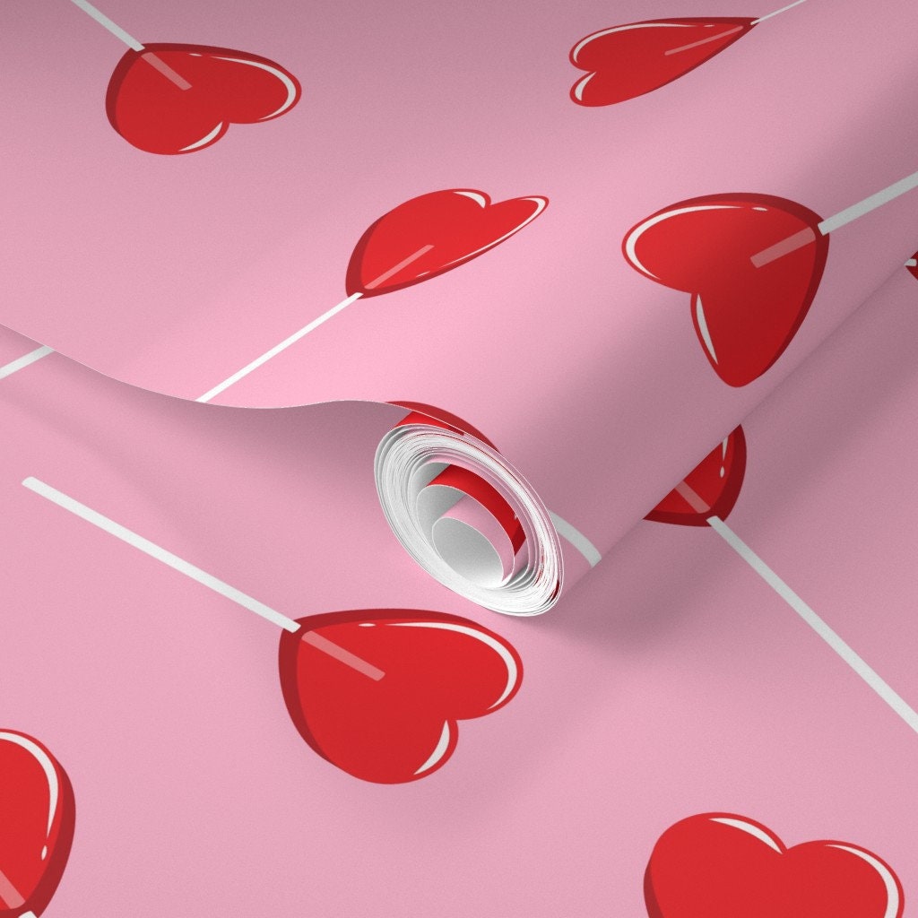 Hearts Wallpaper Heart Shaped Lollipops by Littlearrowdesign - Etsy