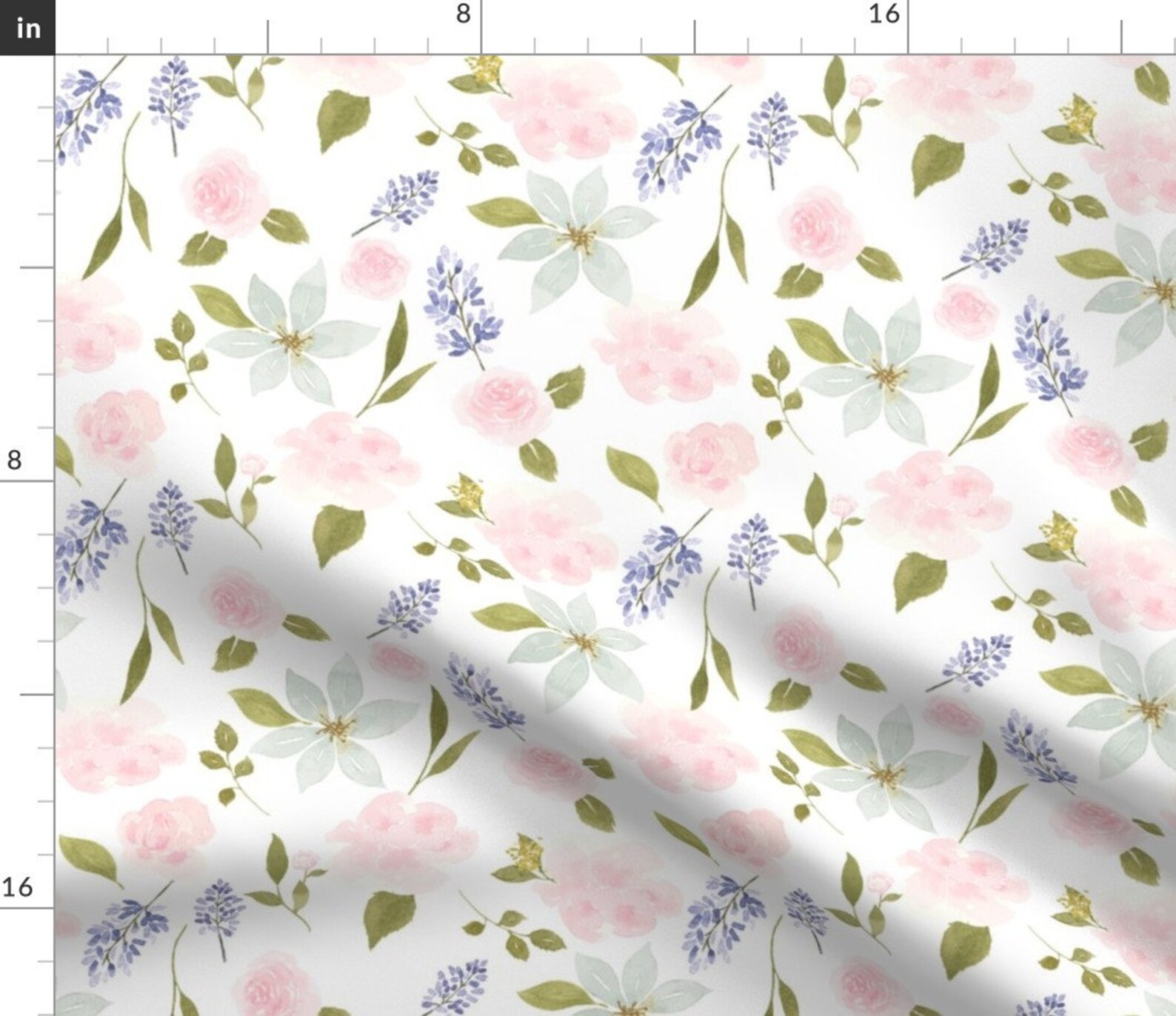 Spring Floral Wedding Fabric Lavender And Roses By Mintpeony Etsy