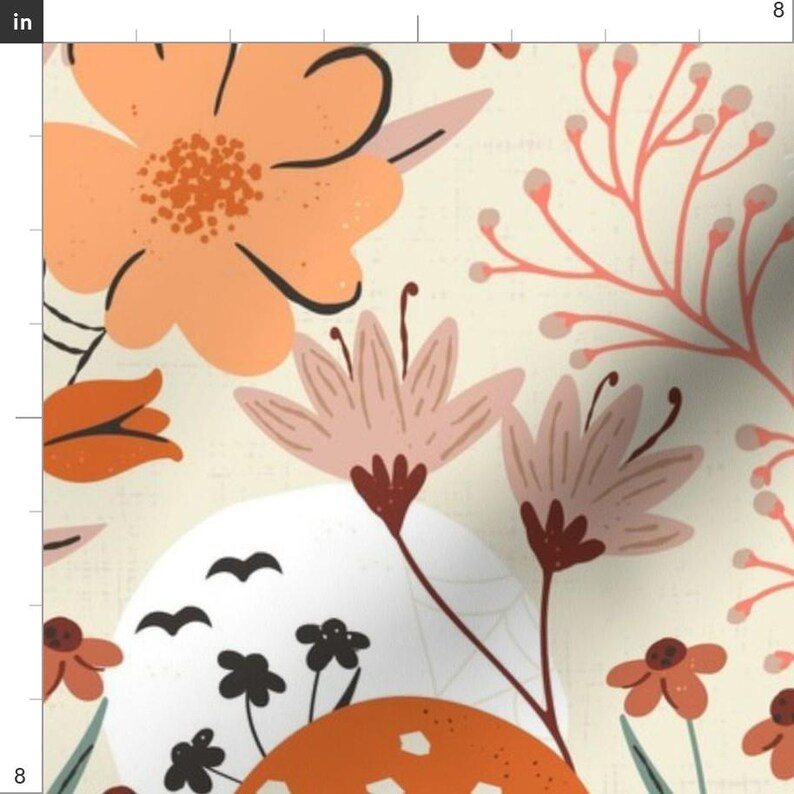 Cute Halloween Ghost Extra Wide Sateen Fabric Pastel Floral Pumpkin Orange Fabric By The Yard Ghosts And Pumpkin by sally_mountain image 4