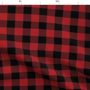 Buffalo Check Fabric - Buffalo Check Red Black by sugarfresh - Christmas Red Black Checks Checker Fabric by the Yard by Spoonflower