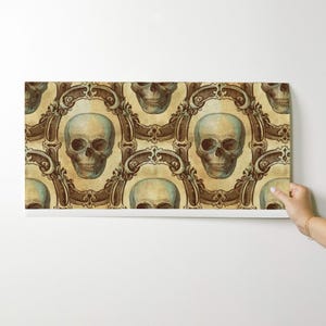 Gothic Wallpaper- Victorian Skulls By Thecalvarium - Goth Vintage Skull Custom Printed Removable Self Adhesive Wallpaper Roll by Spoonflower image 9