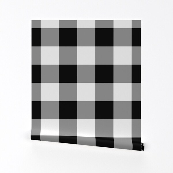 Black and White Gingham Wallpaper Etsy