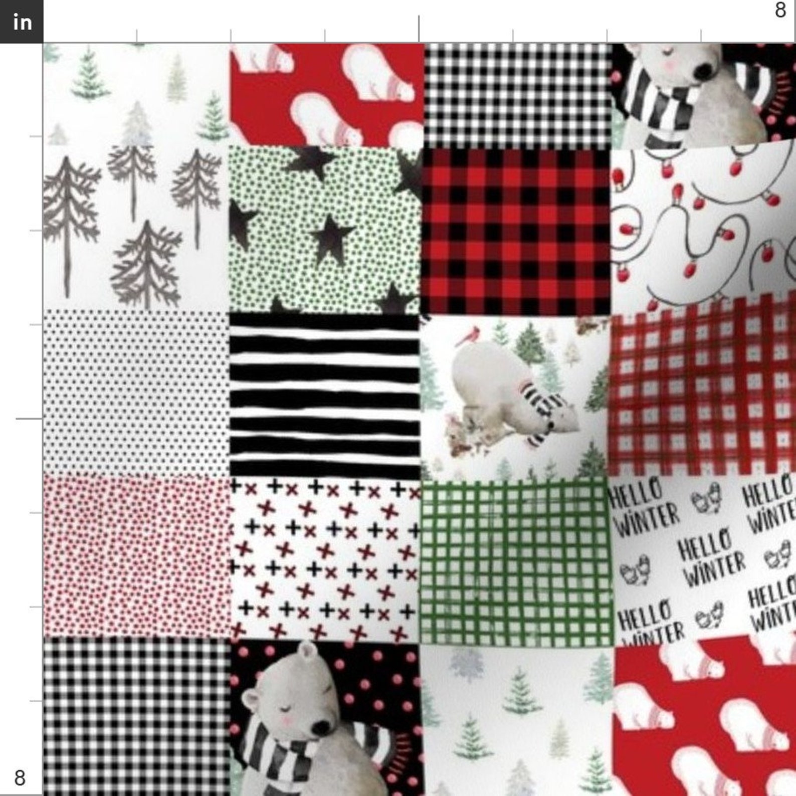 Winter Cheater Quilt Fabric Winter Sleepy Bear Wholecloth Etsy