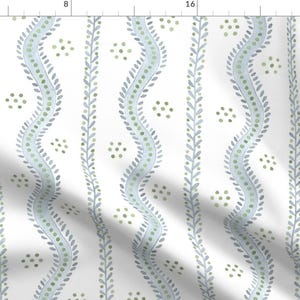 Watercolor Stripe Fabric - Botanical Stripe by danika_herrick - Regency Cottagecore Neutral Traditional Fabric by the Yard by Spoonflower