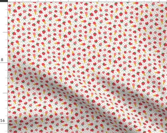 Strawberry Fabric - Strawberry Summer Ice Cream Cone (Small) By Heleen Vd Thillart Red Pink - Cotton Fabric By The Yard With Spoonflower