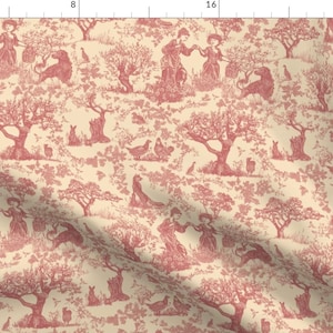 Vintage Toile Fabric - Savannah Toile by this_is_not_an_image_of_loss - Dusty Pink Southern Victorian Fabric by the Yard by Spoonflower